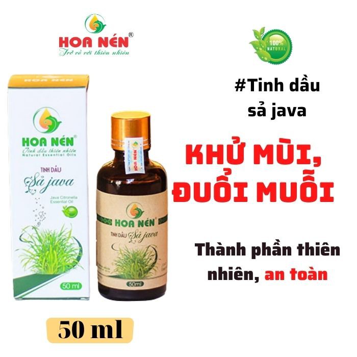 Tinh dầu sả java 50ml - Hoa Nén - Khử mùi, đuổi muỗi, côn trùng