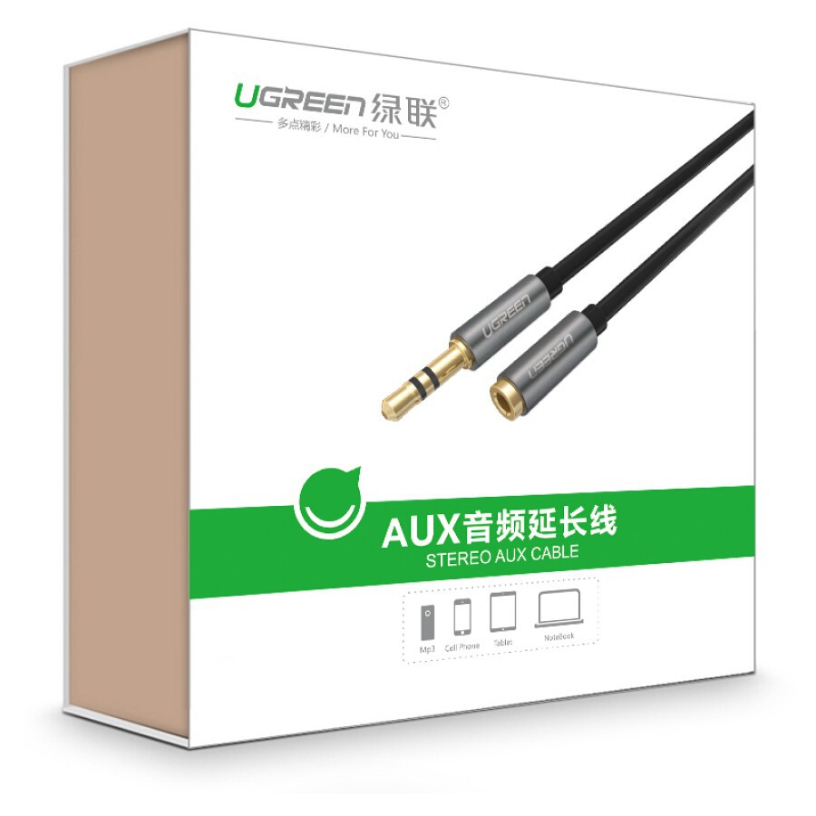 Dây Nối Dài Tai Nghe Jack 3.5mm UGREEN 10592 Dài 1M - Cáp AV 3.5mm Nối Dài Audio - Hàng Chính Hãng - 10592