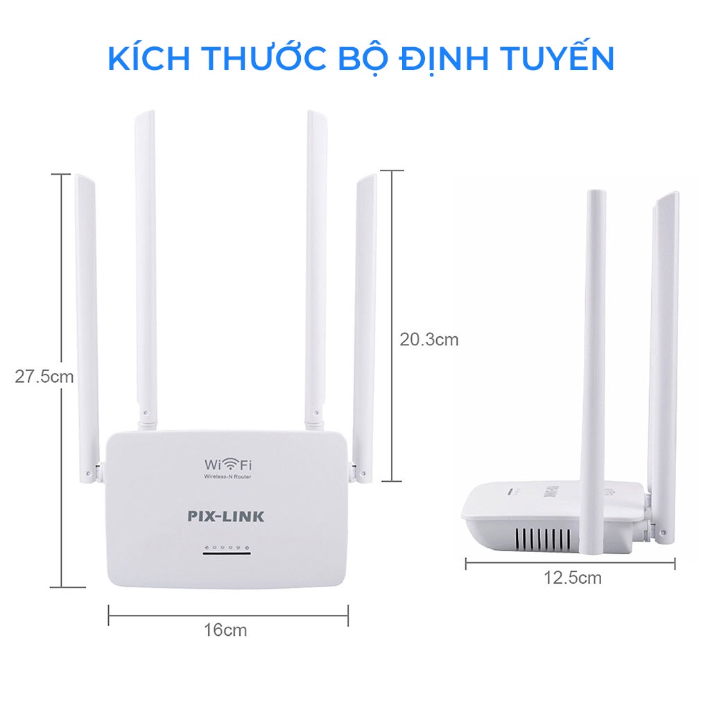 Cục phát wifi 4 râu PIX-LINK LV-WR08, Modem wifi 300Mbps cường độ sóng khỏe, phủ sóng rộng - Hàng chính hãng | BigBuy360 - bigbuy360.vn