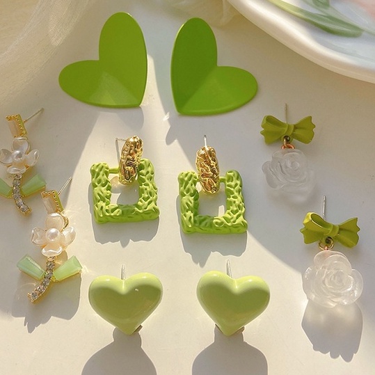 Bông Tai Đinh Tán Thời Trang Mùa Hè Màu Xanh Lá Nhỏ 2022 Cho Nữ