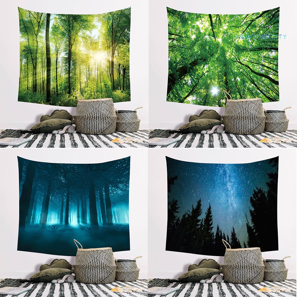 Thảm Treo Tường Trang Trí In Họa Tiết Hoa Hướng Dương / Bầu Trời Sao Rừng