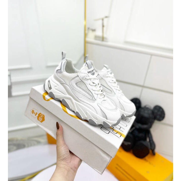 M(ẢNH THẬT) Giày Thể Thao Trắng Viền Màu Đế 5p Da Mềm Êm Box Cao Cấp