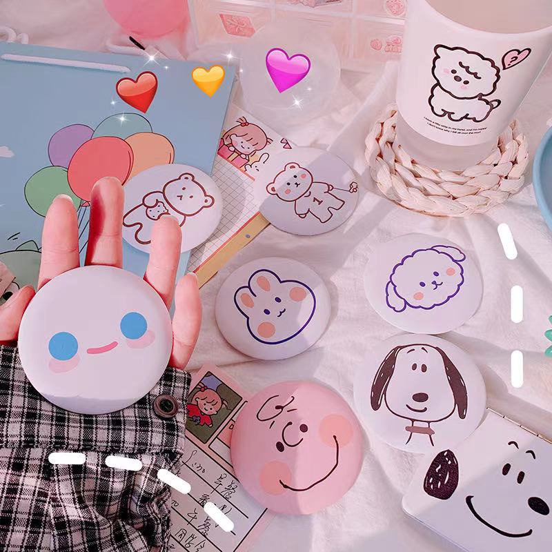 Gương Trang Điểm Hình Tròn Kiểu Hoạt Hình Nhỏ Nhắn Xinh Xắn