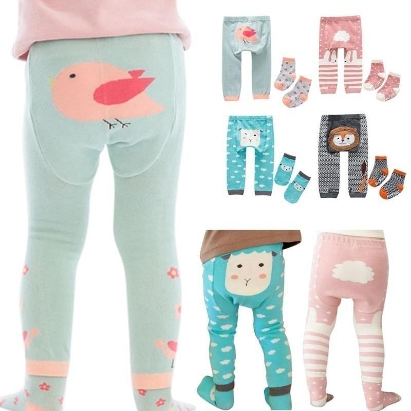 Bộ Quần Leggings Kèm Vớ Họa Tiết Xinh Xắn Cho Bé