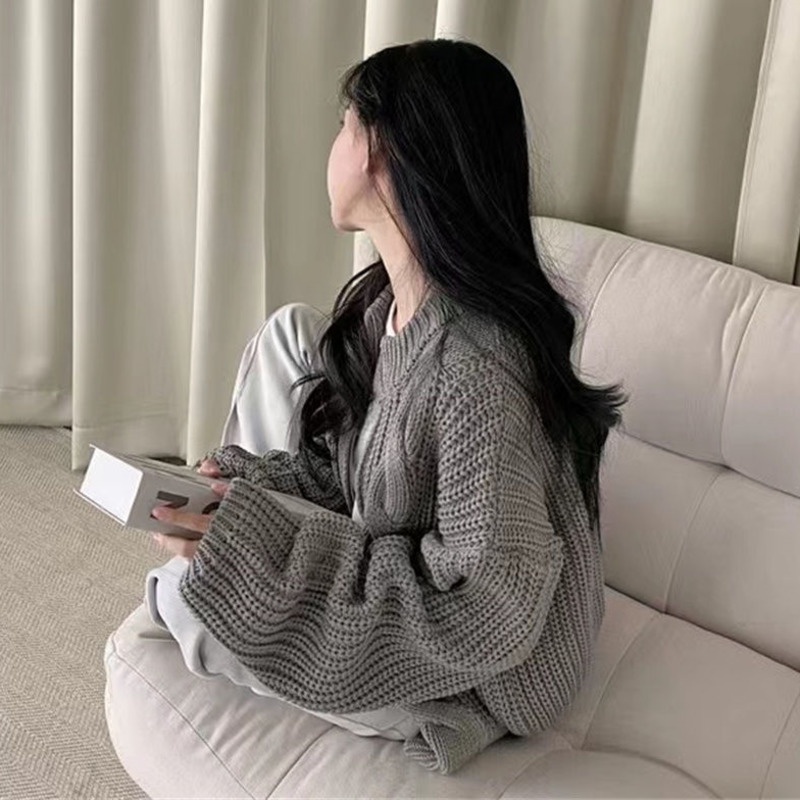 Áo Sweater Dệt Kim Tay Dài Dáng Rộng Kiểu Retro Thời Trang Mùa Thu Cho Nữ