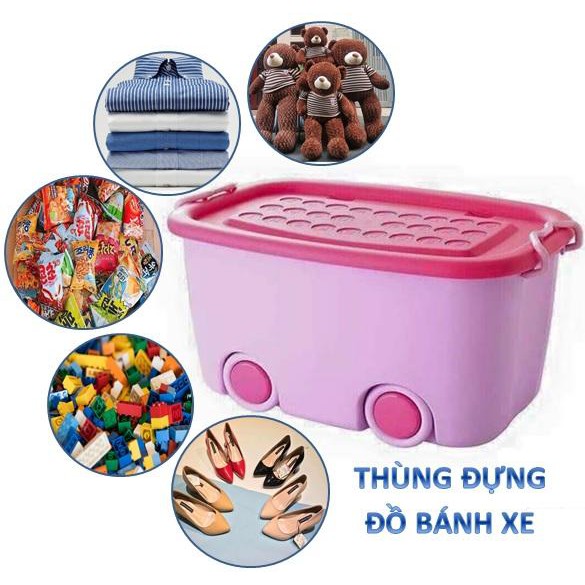 [Bảo hành 12 tháng] Thùng đựng đồ chơi có bánh xe loại to cho bé yêu hàng nhập khẩu (tặng kèm 03 khẩu trang)