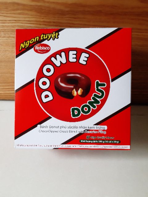 BÁNH DOOWEE DONUT I ĐỦ VỊ (SOCOLA, KEM SỮA, MỨT CAM, DÂU)I 10 Cái/ Hộp