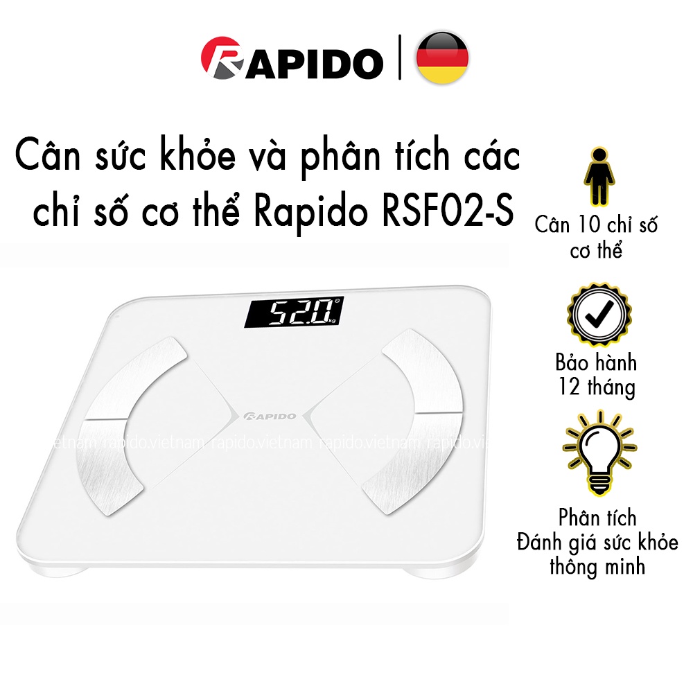Cân Sức Khỏe Và Phân Tích Các Chỉ Số Cơ Thể Rapido RSF02-S - Tặng Kèm Pin - TQ011