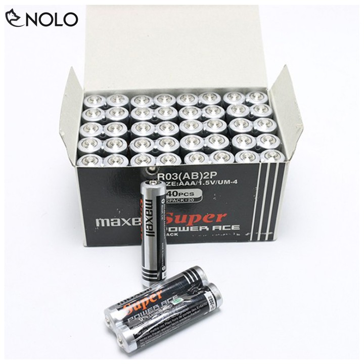 Hộp 40 Cục Pin Tiểu R03 AAA 1,5V Maxell Dòng Super Power ACE Tem Bảo Đảm