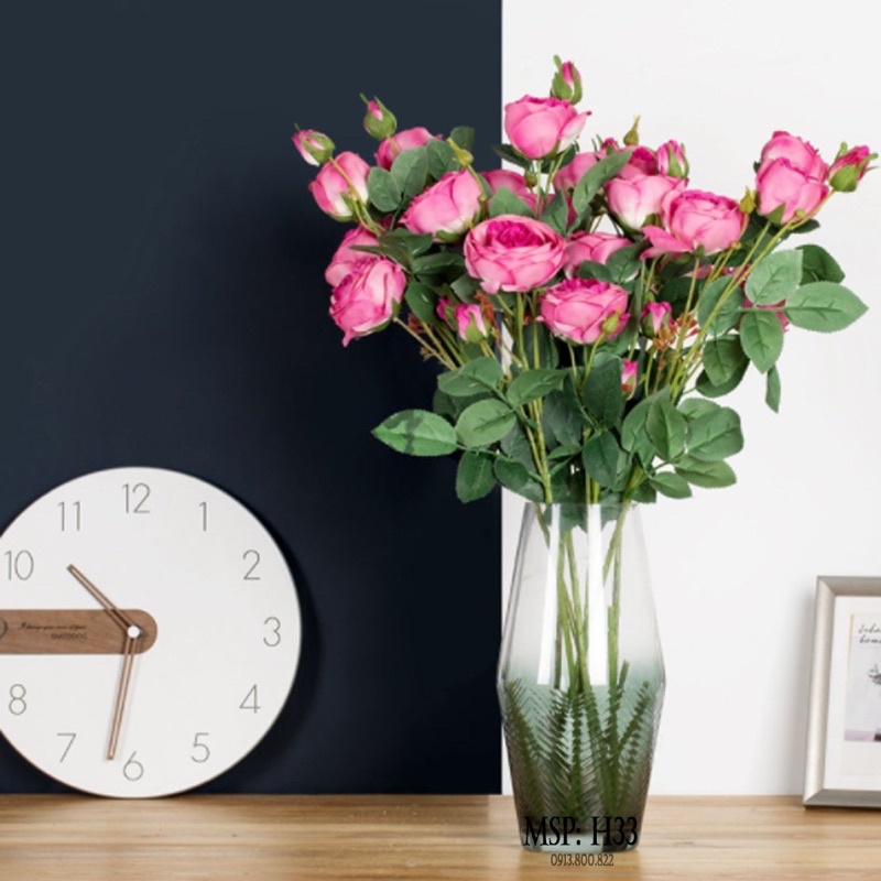 Hoa hồng lụa cao cấp trang trí phong cách Châu Âu hiện đại [ mã H33]