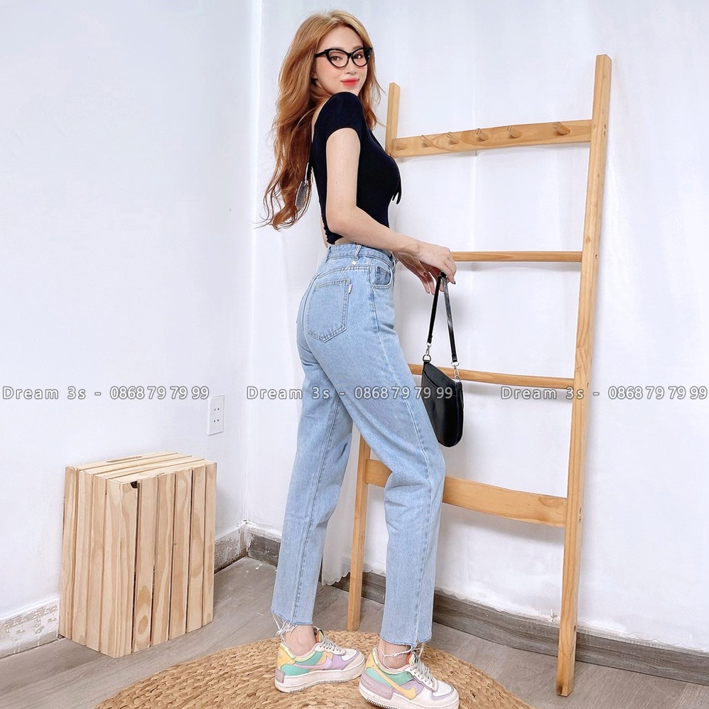 Quần Baggy Jeans Trơn Nữ, Quần Jean Nữ Dáng Baggy Hoạ Tiết Trơn Chất Jeans Cao Cấp Dr192