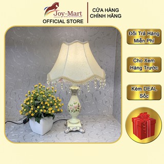 Đèn ngủ để bàn ❤ JOYMART ❤ Đèn bàn thân sứ chao vải MB8113 trang trí phòng khách kiểu dáng tân cổ điển