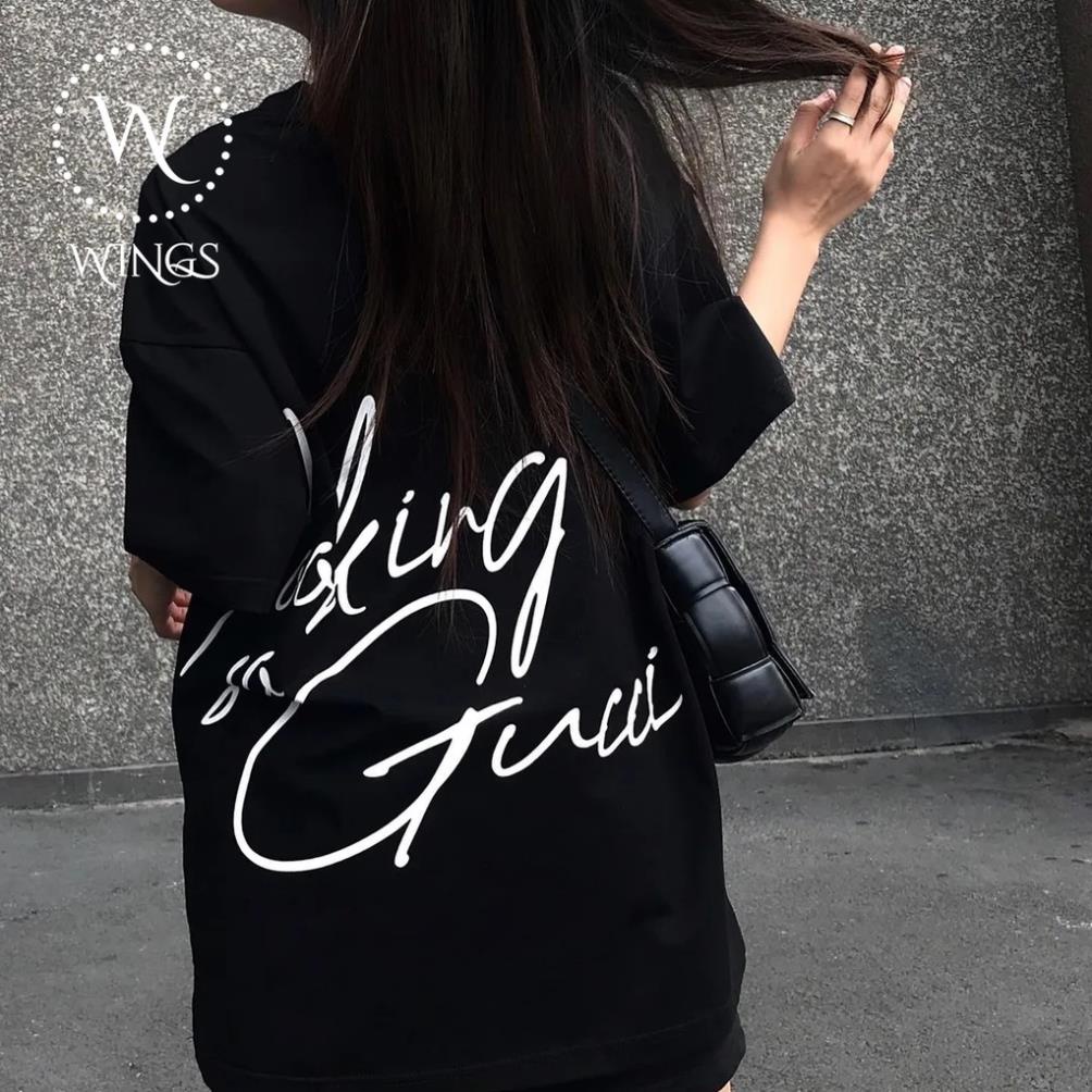Áo thun unisex fom rộng nữ looking gucci nhãn hiệu Wings !