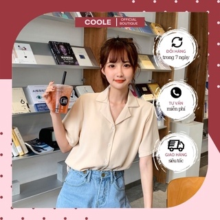 Áo Sơ Mi Nữ Ngắn Tay, Áo Kiểu Nữ Hàn Quốc Chất Vải Cao Cấp Dáng Suông, Form Chuẩn, Màu Cơ Bản Mặc Tôn Dáng.