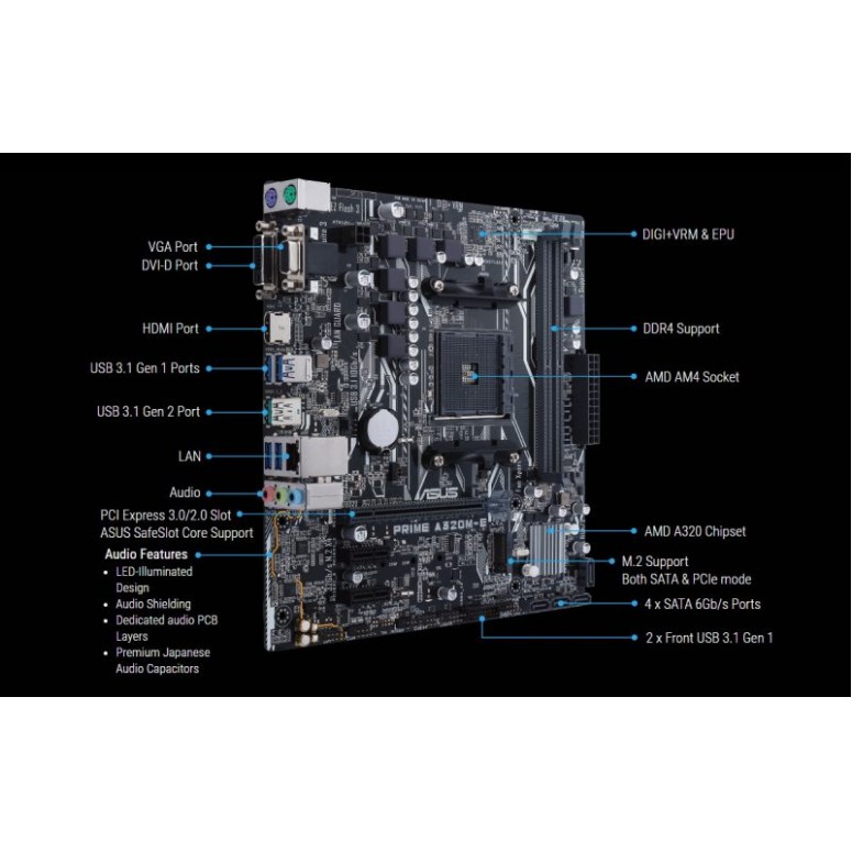 Mainboard Asus PRIME A320M-E - Hàng Chính Hãng