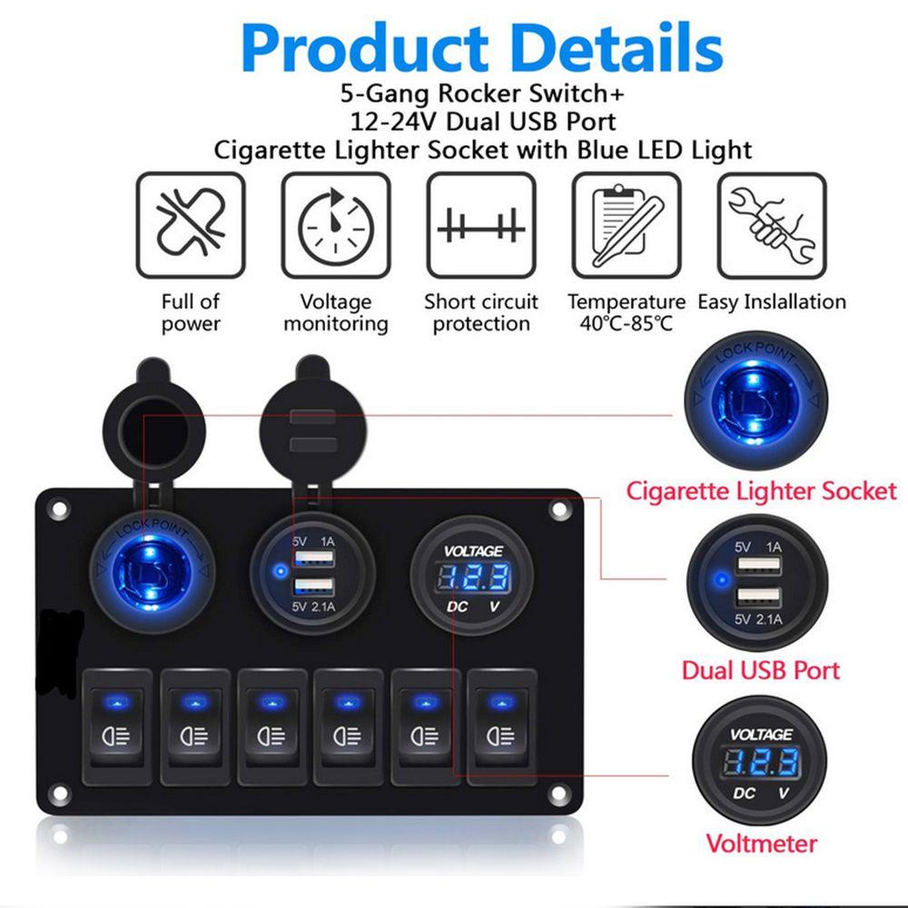 Bảng Công Tắc Điều Khiển Đèn LED Chống Nước 12V / 24V Cho Xe Hơi / Xe Tải