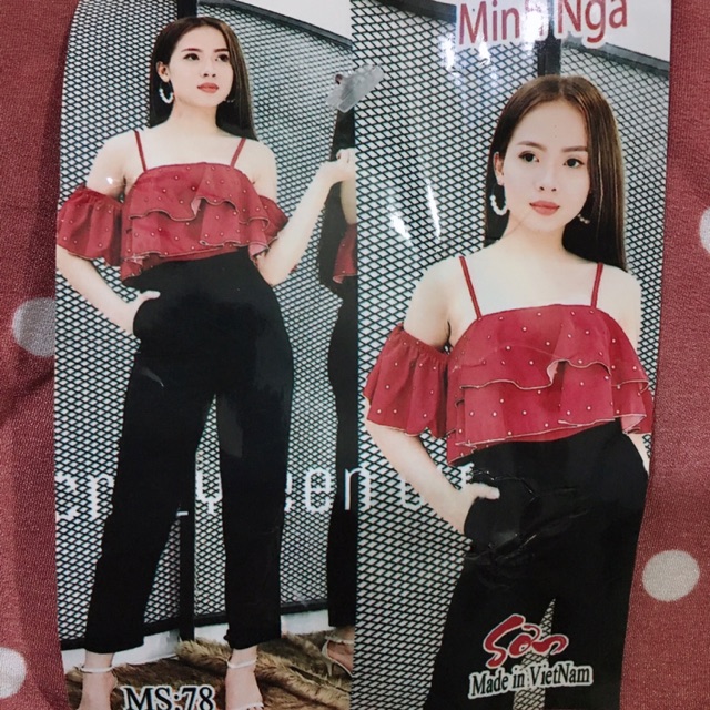 Jum 2 dây khoét vai chấm bi phối màu ảnh chụp thật 100%