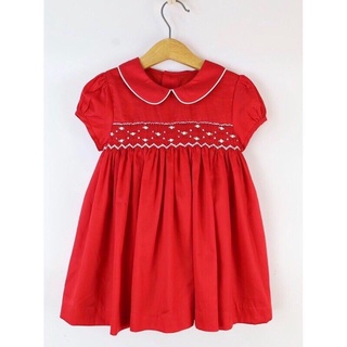 Đầm smock đỏ thêu tay cho bé