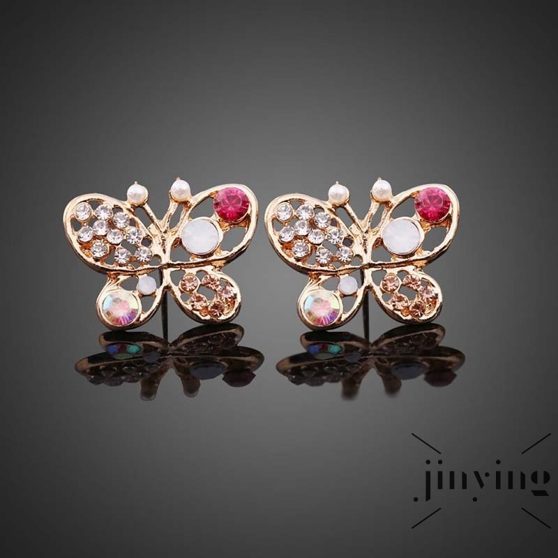 GETNOIVAS Bông tai hình bướm đính đá nhiều màu sắc