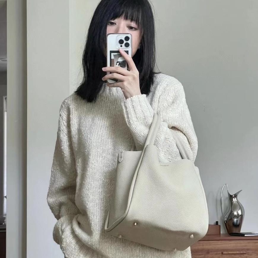 Songmont Túi Xách Da Bò Sức Chứa Lớn Màu Xanh Dương Rau Củ Quả Thời Trang Thường Ngày Cho Nữ SO777777