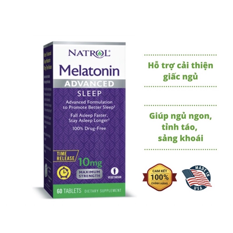 Viên uống Hỗ trợ giấc ngủ Melatolin advanced sleeps 10mg - Mỹ