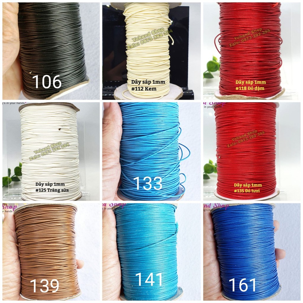 Bó 10m dây sáp bóng Hàn Quốc 1mm - dây tự làm vòng tay handmade diy