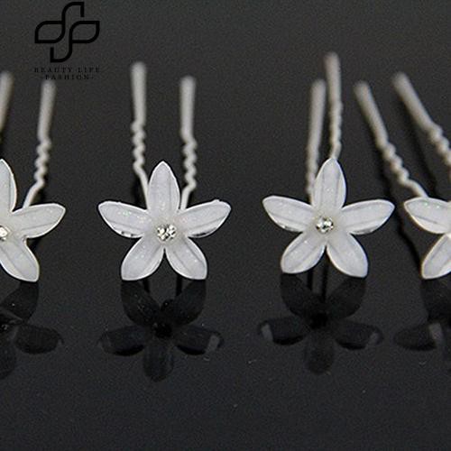 Bộ 20 trâm cài tóc cô dâu hình hoa dạng chữ U màu trắng