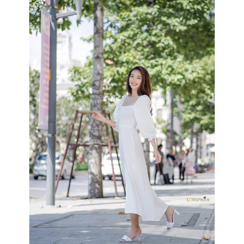 Đầm maxi linen tay phồng phong cách boho, vintage đủ màu đủ size