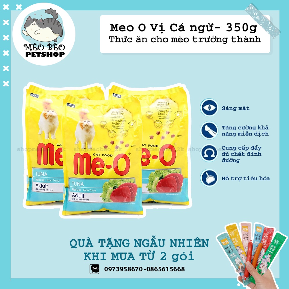 Thức Ăn cho mèo Me-O Adult 350g Vị Hải sản Cá Ngừ Cá thu Hạt cho mèo trưởng thành - Mèo Béo Petshop