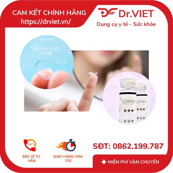 HÀN QUỐC Lens trong suốt cận COSMO CAO CẤP Angel Eyes, độ cận từ 0 đến 15 độ, hạn chế tối đa việc đỏ mắt