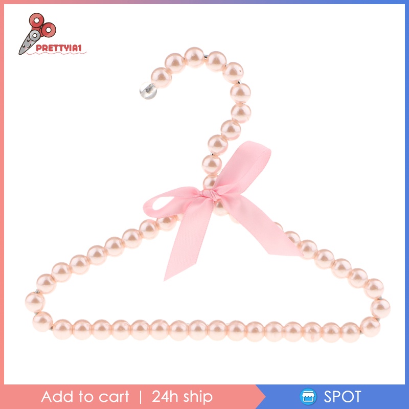 [Prettyia1] Móc Treo Quần Áo Trẻ Em Đính Hạt Ngọc Trai Màu Hồng 20cm
