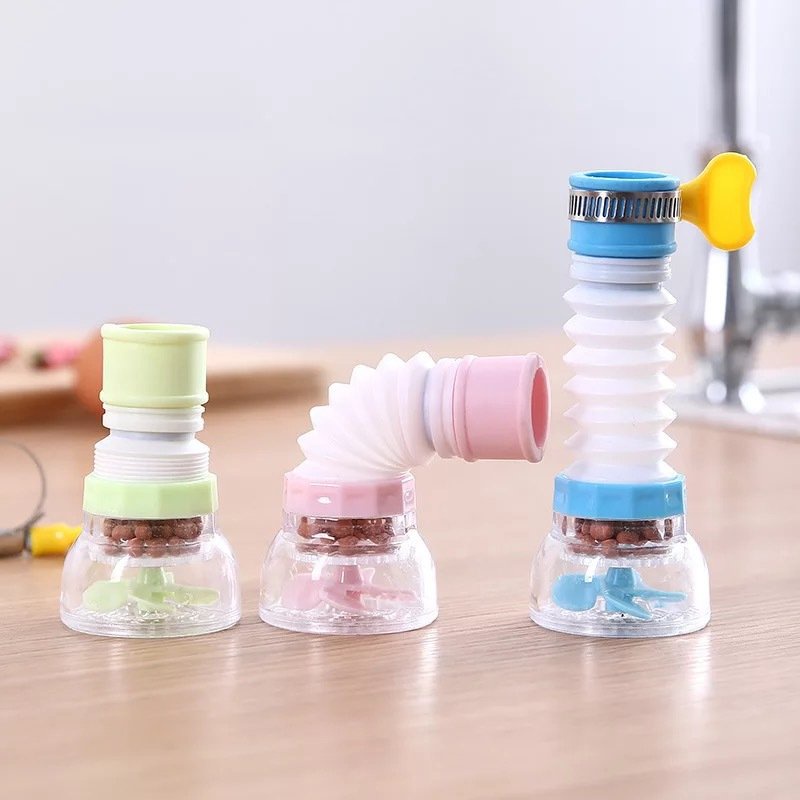 Đầu lọc nước gắn vòi trực tiếp 360 độ đa năng với hạt lọc Nano kháng khuẩn kết hợp cánh quạt mini tăng áp lực nước