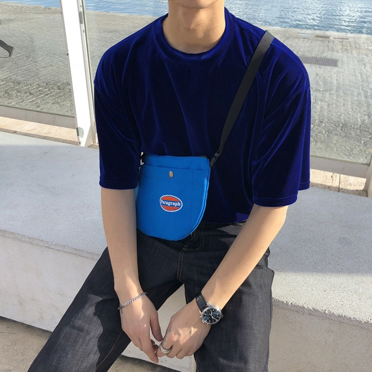 Áo nhung nam nữ form rộng tay lỡ - Xanh Dương | BigBuy360 - bigbuy360.vn