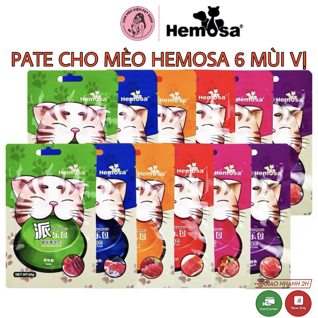 Pate cho mèo Hemosa 50gr, thức ăn dinh dưỡng tăng cân cho mèo con lớn nhỏ Con Mèo Xiêm