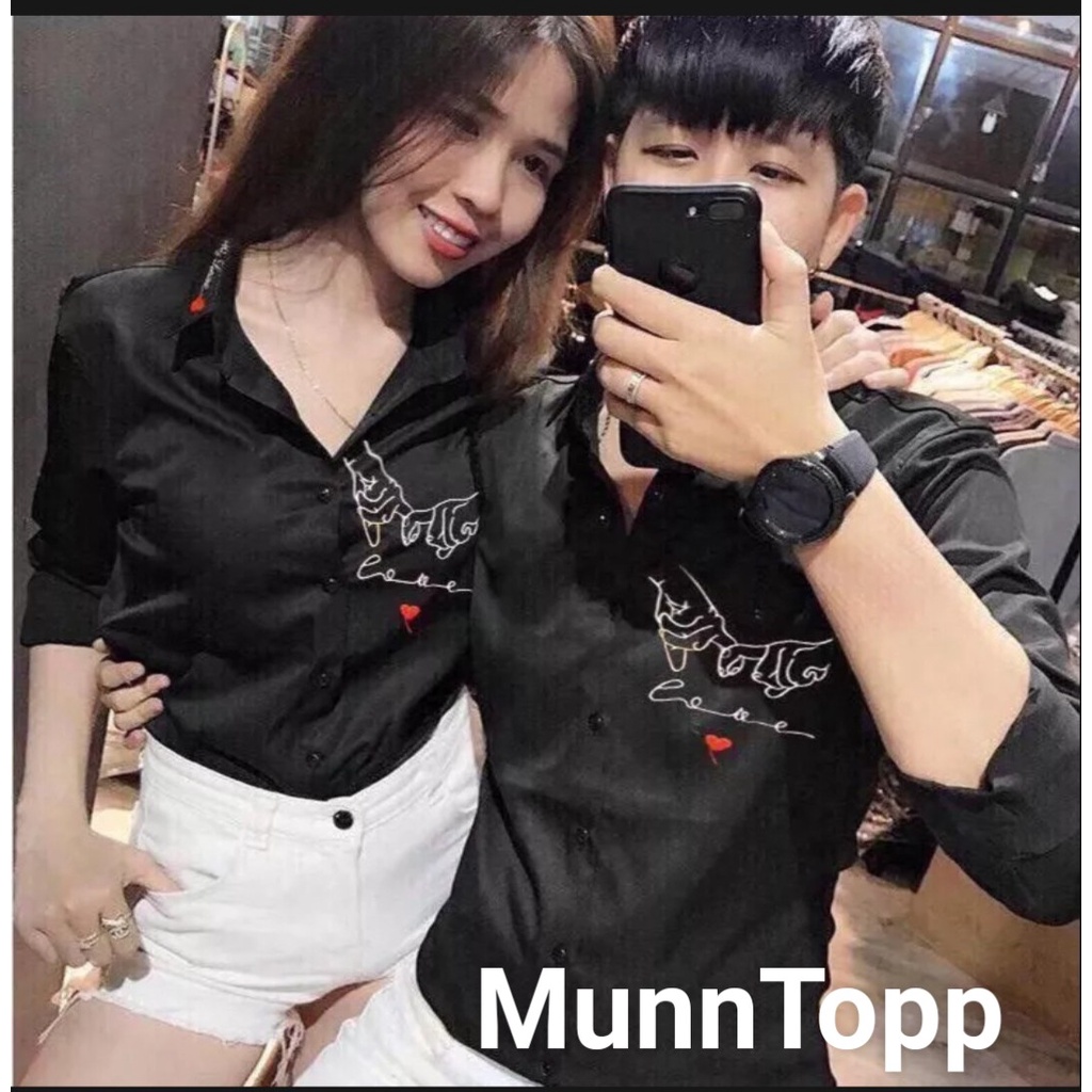 Áo sơ mi cặp nam nữ thời trang, thiết kế trẻ trung, màu sắc trang nhã