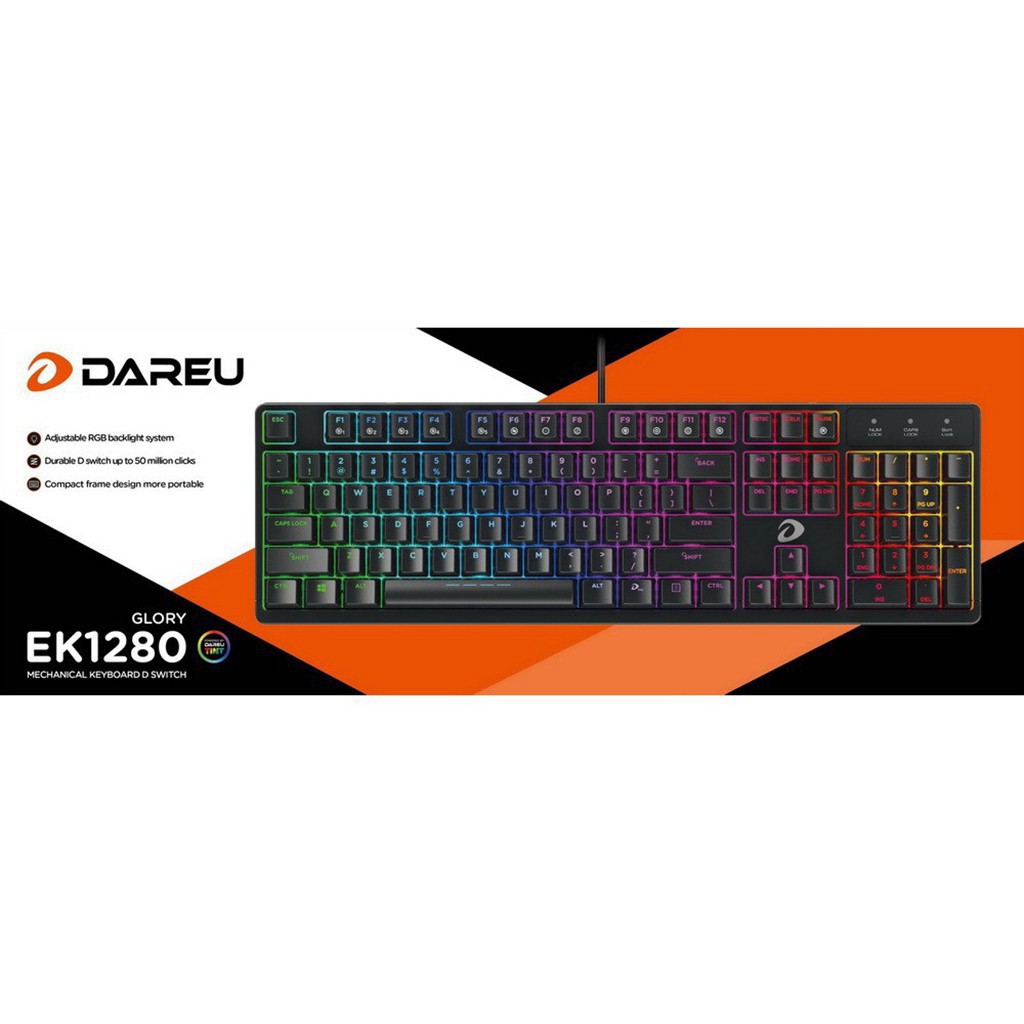 Bàn phím cơ Gaming Dareu EK1280 - Mã cũ DK1280 - Led RGB - Bảo hành 24 tháng [ Hàng chín hãng]