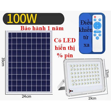 Đèn led năng lượng mặt trời 100W công nghệ led mới hạt tròn siêu sáng hiển thị phần trăm pin [Bảo hành 1 năm]
