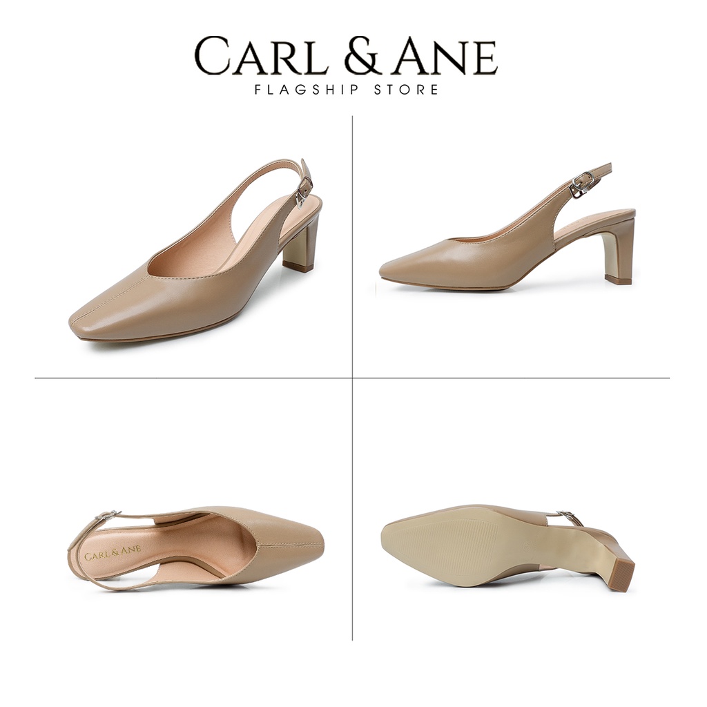 Carl &amp; Ane - Giày cao gót mũi nhọn phối quai thời trang công sở cao 6cm màu cà phê - CL027