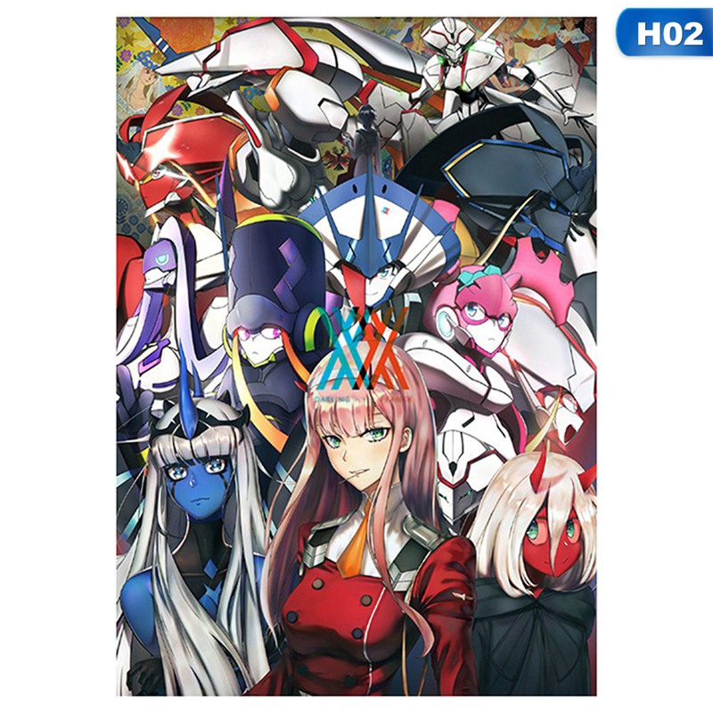 flowersqueen Poster Treo Tường In Hình Nhân Vật Phim Hoạt Hình Darling In The Franxx Dùng Để Trang Trí