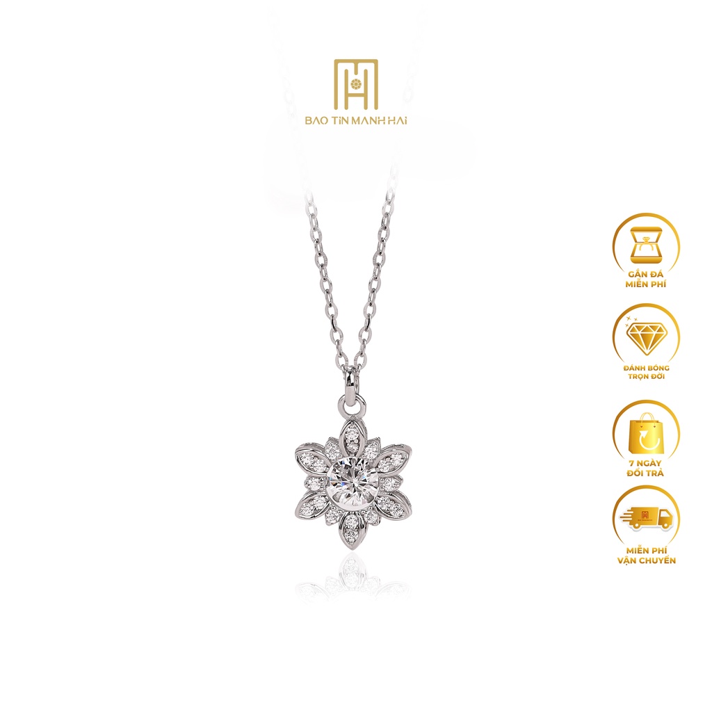 Dây chuyền bạc xi cao cấp mặt hoa gắn đá lấp lánh siêu phẩm phong cách HQ DB09 Bảo Tín Mạnh Hải