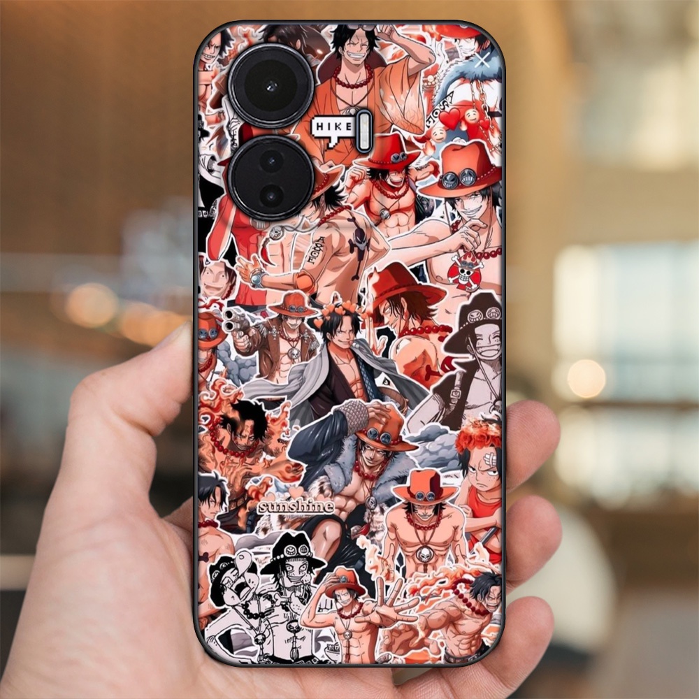 Ốp lưng Vivo T1 5G viền đen in hình Ace One Piece