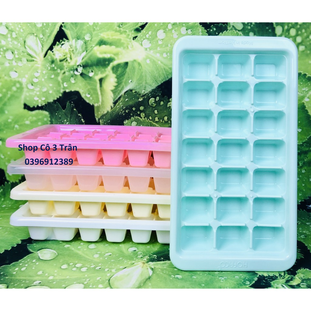 Khay đá vuông 21 ngăn HPL12 HOFACO - Khuôn làm đá, topping thạch bằng nhựa cao cấp, tiện lợi