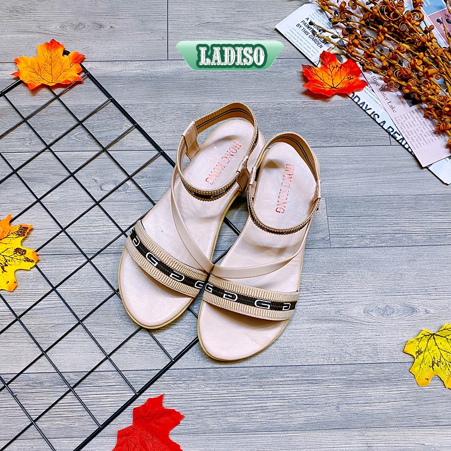 Dép Sandal nữ xỏ ngón 2 quai chéo LADISO đế bệt, dép quai hậu học sinh đi học. đi chơi, đi biển TT398