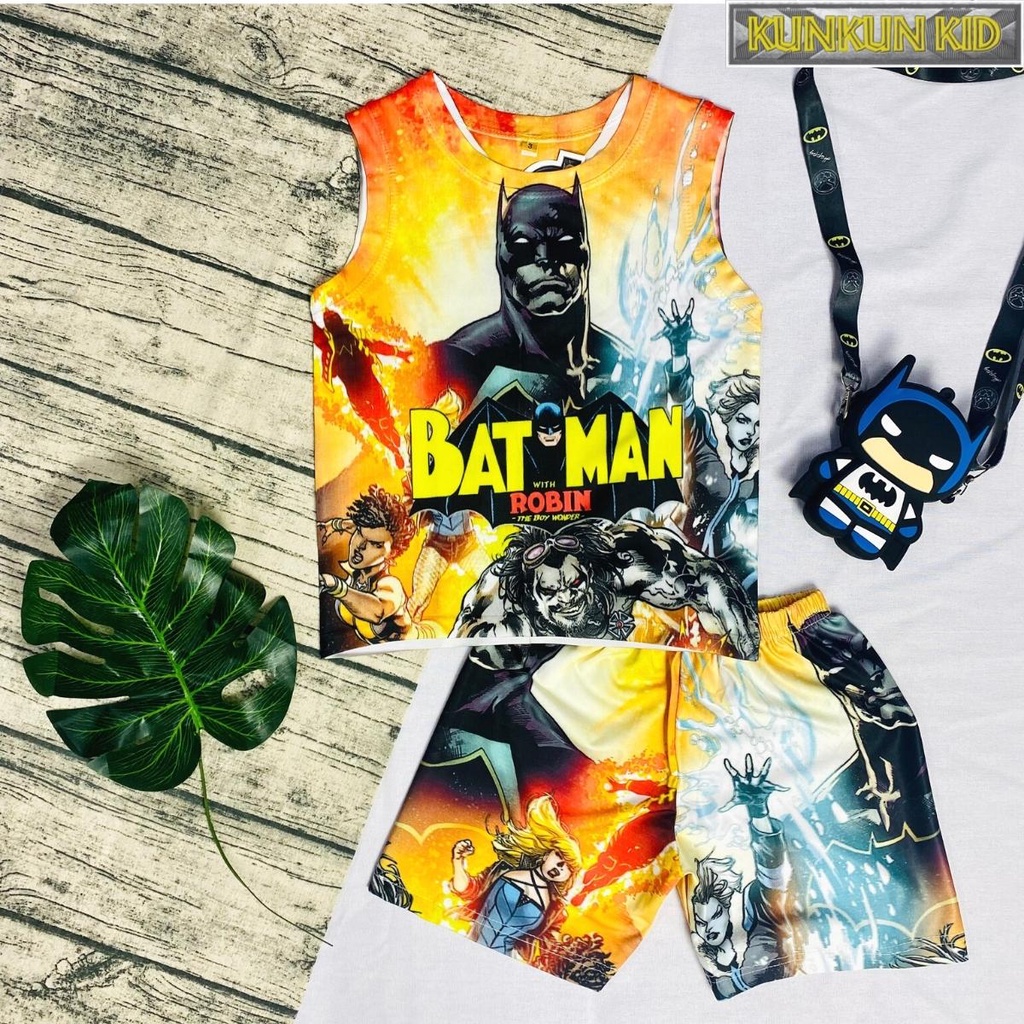 Quần áo trẻ em hình người dơi batman ba lỗ size đại từ 10-60kg Kunkun Kid BL149 thun lạnh thoáng mát