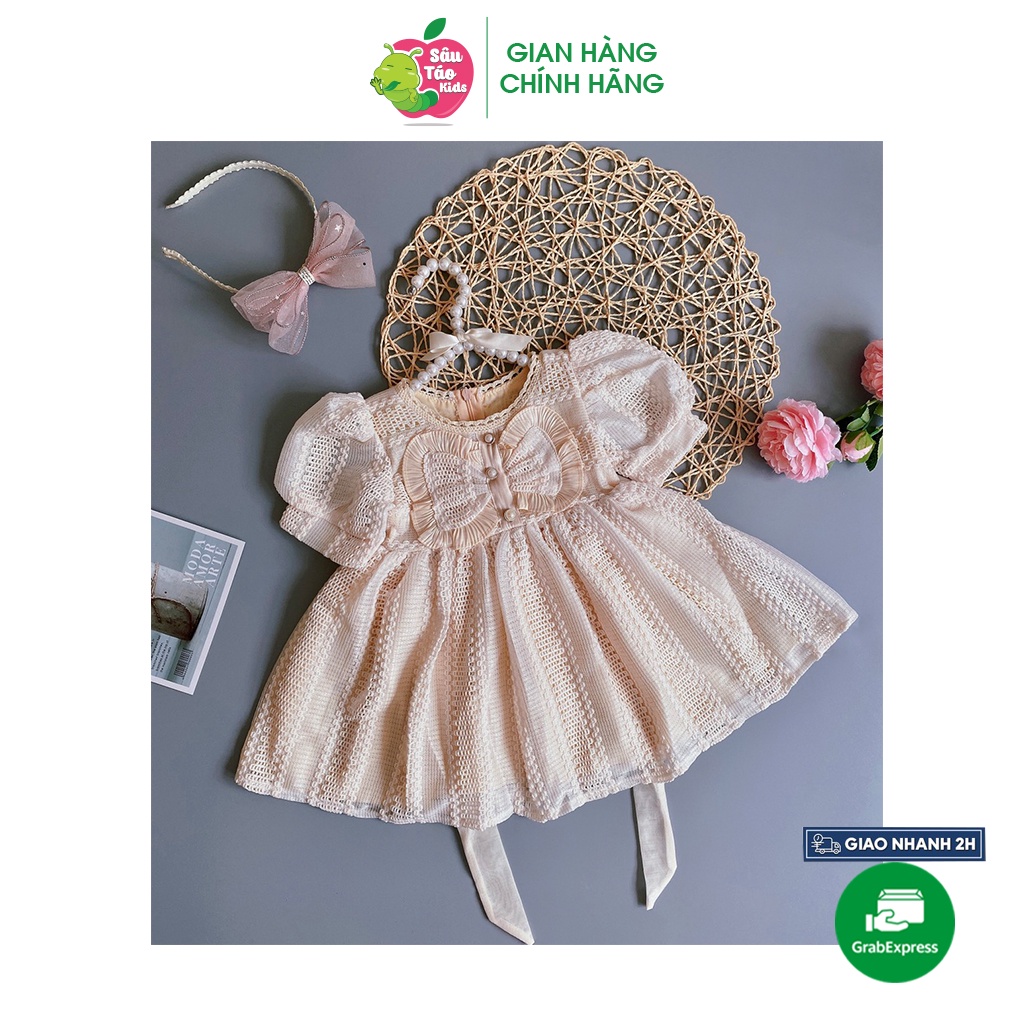 Váy ren tiểu thư 2 lớp cho bé gái, váy ren công chúa điệu đà cho bé từ 7 - 16kg - SÂU TÁO KIDS