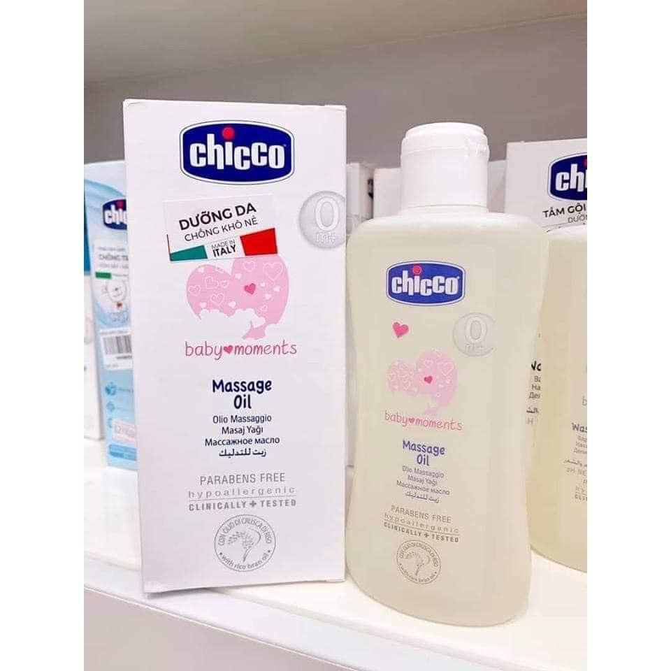 Dầu mát-xa chiết xuất cám gạo 0M+ Chicco 200ml, Suzy baby