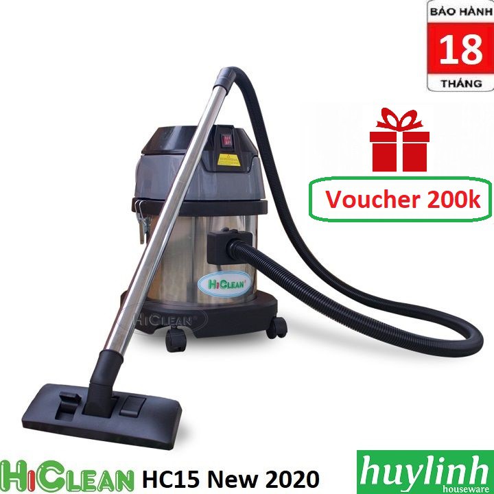 Máy hút bụi công nghiệp Hiclean HC15 New 2020 - 15 lít - Tặng Voucher 200k