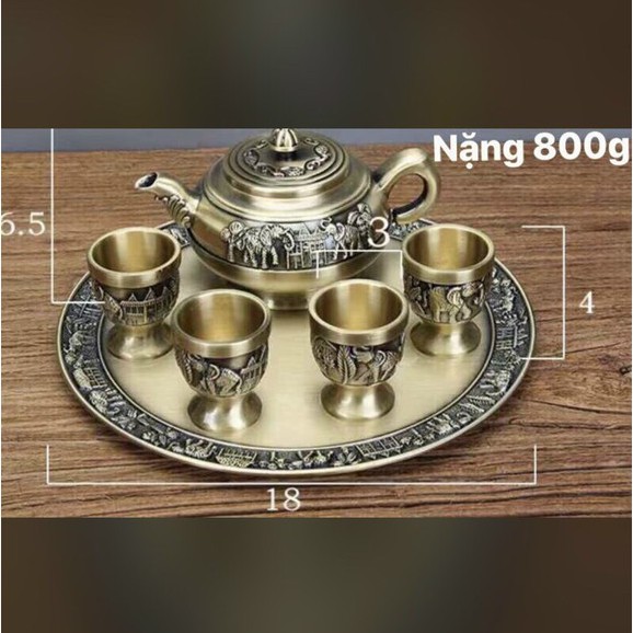 Bộ ấm chén atimon hình voi