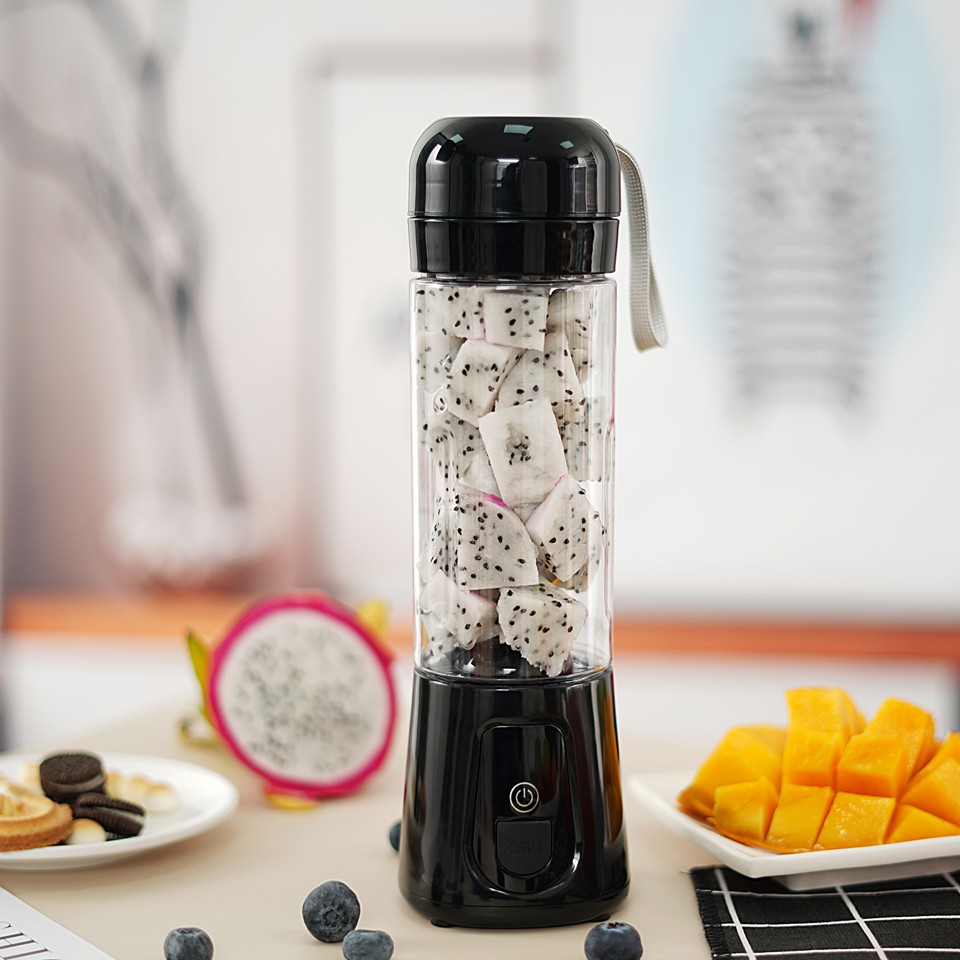 Máy xay sinh tố cầm tay MIANZ, máy say sinh tố hoa quả 6 lưỡi xay đá, kèm nắp lọc, công suất 110W, pin 4000Mah