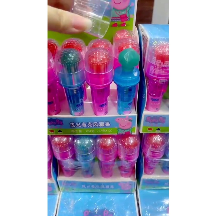 Sỉ Lốc 12 chiếc Kẹo micro phát sáng hình chú heo hãng peppa pig của Hongkong siêu rẻ hàng sẵn